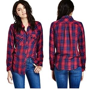 Rails Kendra Plaid Flannel Shirt Top Cabincore Button Up Red Blue Size Small